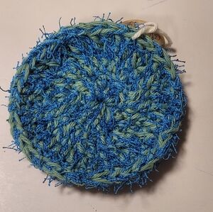 Handmade Blue and Green Crochet Kitchen Scrubby